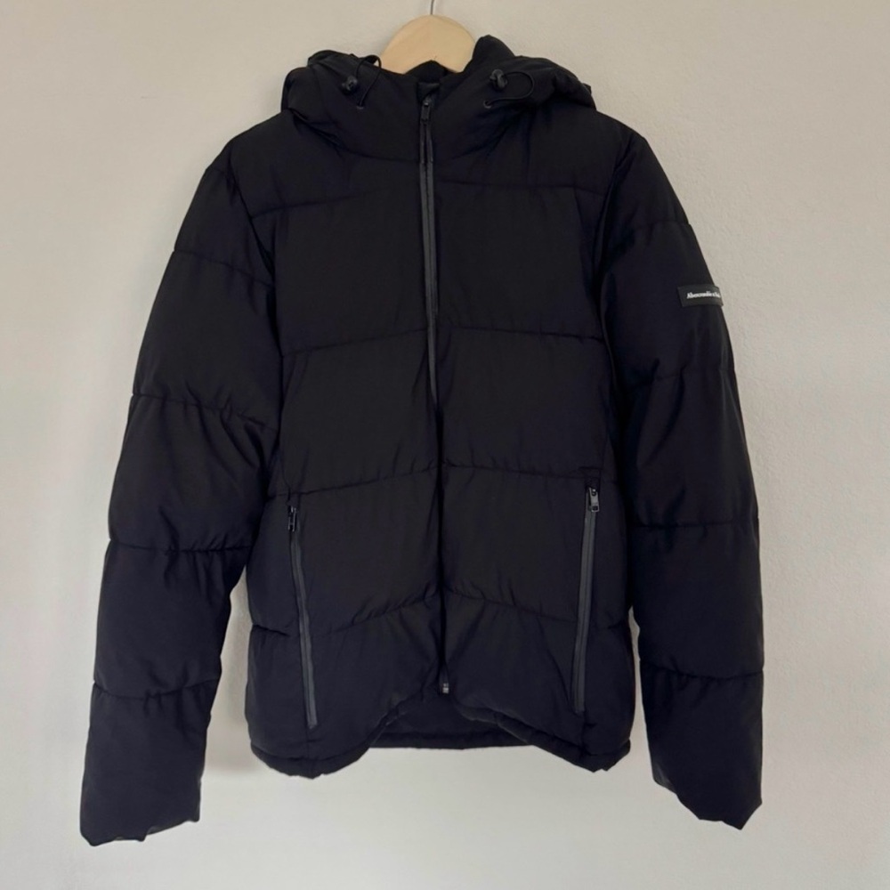 Abercrombie & Fitch Black Hooded Puffer Jacket